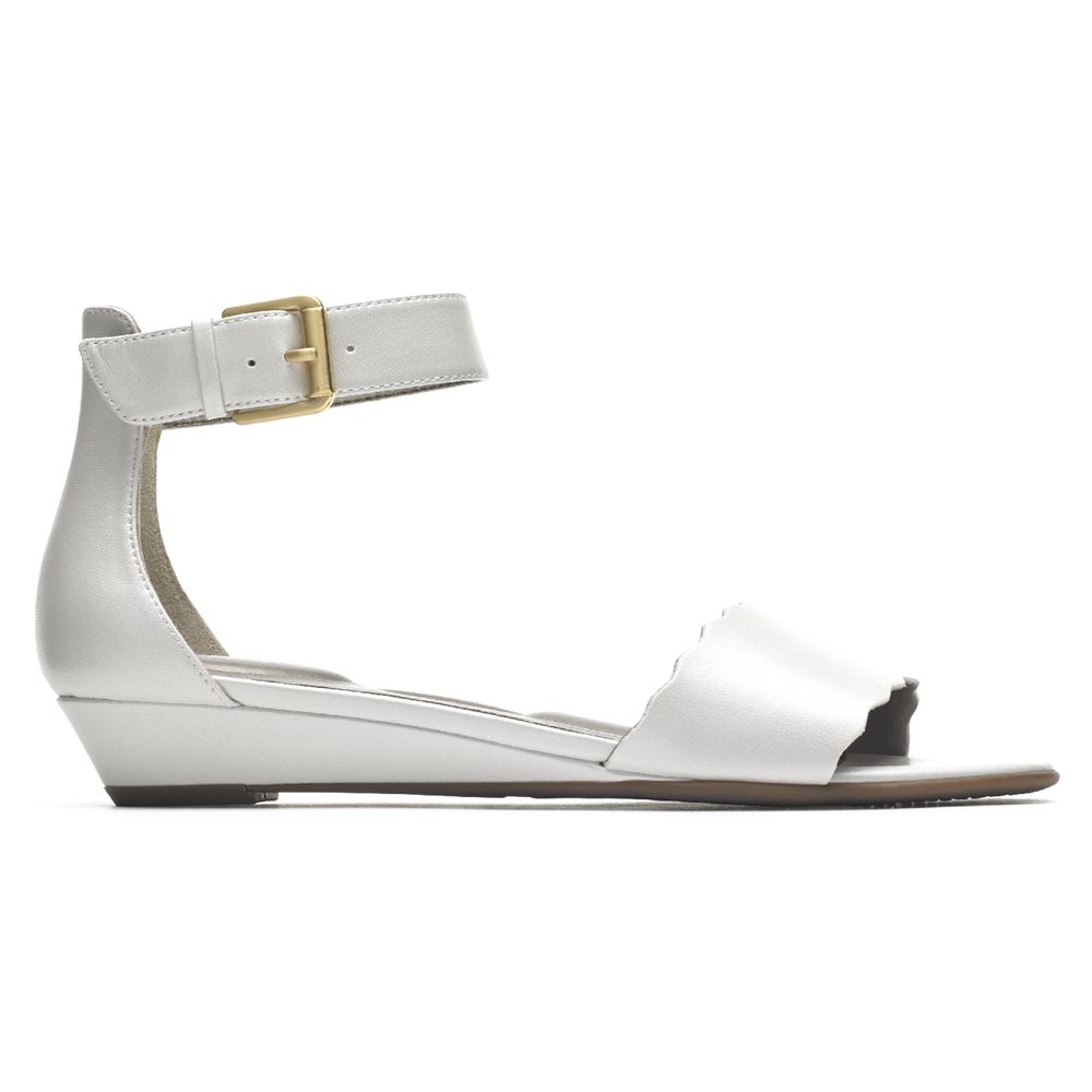 Rockport Women's Total Motion Zandra Scallop Sandals - White - USA (7306ALSUB)